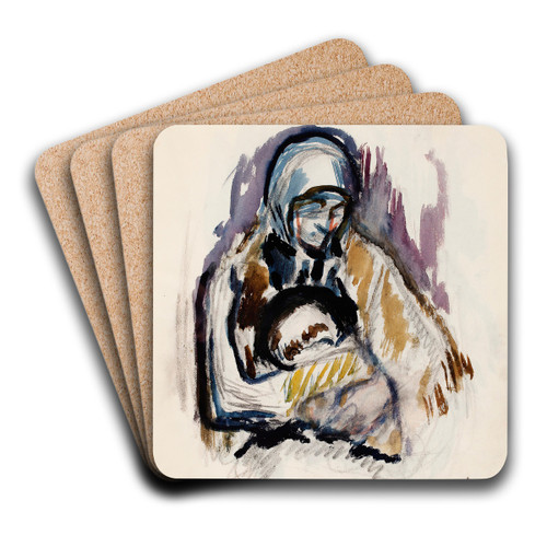 Luonnos maalaukseen iti ja lapsi (Piet) by Magnus Enckell Art Drink Coaster set