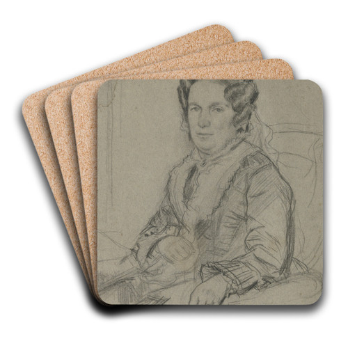 Sitzende ltere Frau mit Haube by Otto Scholderer Art Drink Coaster set