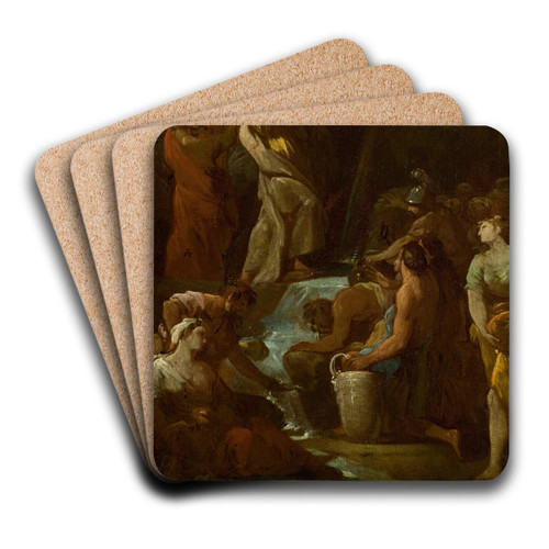 Moses Brings Forth Water Out Of The Rock by Antonio Gonzlez Velzquez Art Drink Coaster set