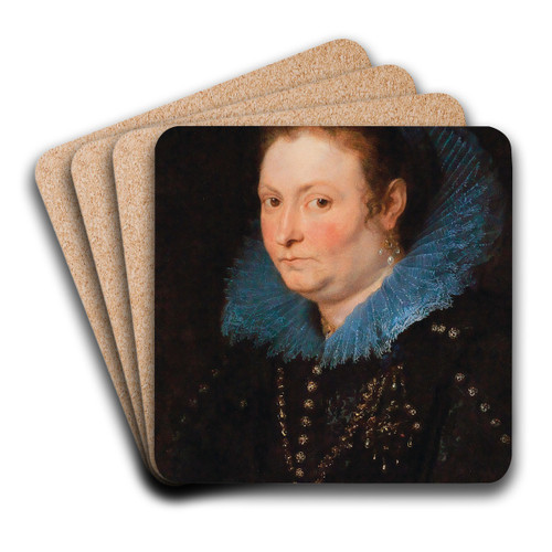 Portrait Of A Lady, Half-Length, Said To Be A Genoese Noblewoman by Anthony van Dyck Art Drink Coaster set
