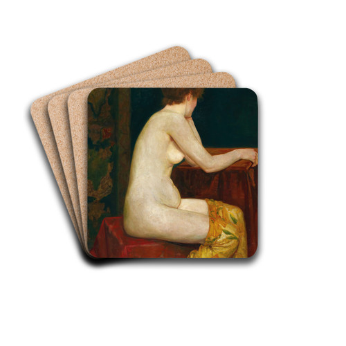 Female, Sitting Nude by Sigismund Righini Drink Coasters - set of 4