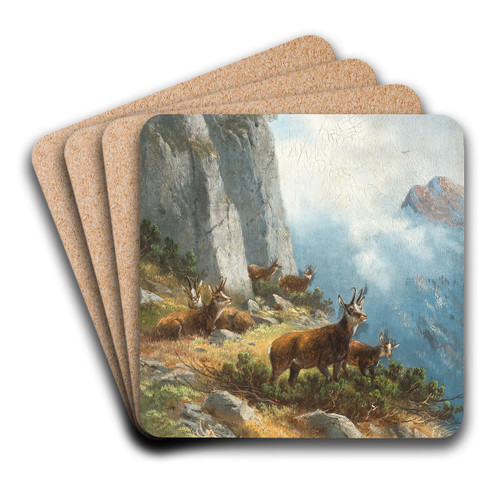 A Chamois High in the Mountains by Moritz Mller Art Drink Coaster set