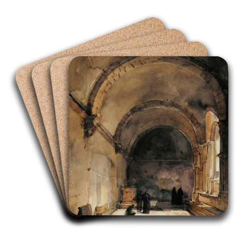 Cinq personnages sous une vote by Franois-Marius Granet Art Drink Coaster set