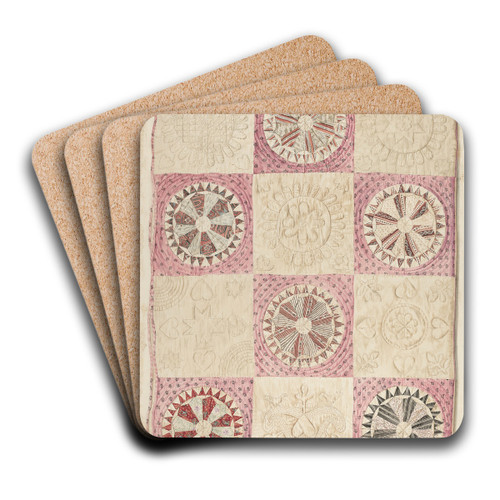 Wheel of Fortune Quilt by Edith Magnette Art Drink Coaster set