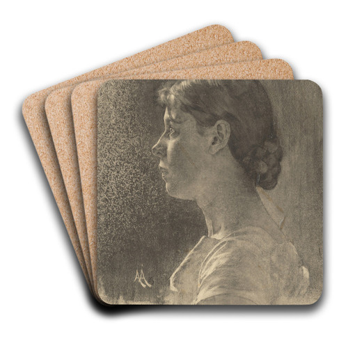 tdia hlavy mladej eny by kos Aranyossy Art Drink Coaster set