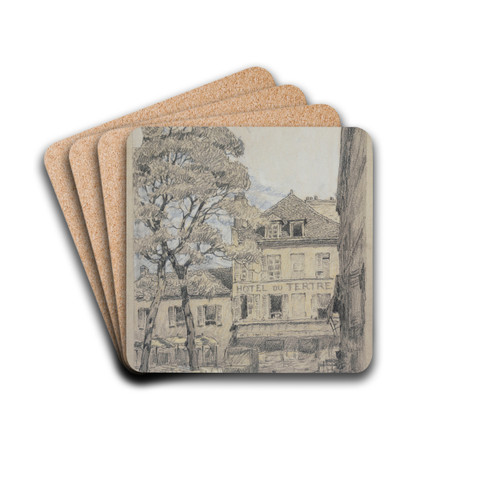La place du Tertre,  Montmartre by Ferdinand Boberg Drink Coasters - set of 4 La place du Tertre,  Montmartre by Ferdinand Boberg Drink Coasters - set of 4
