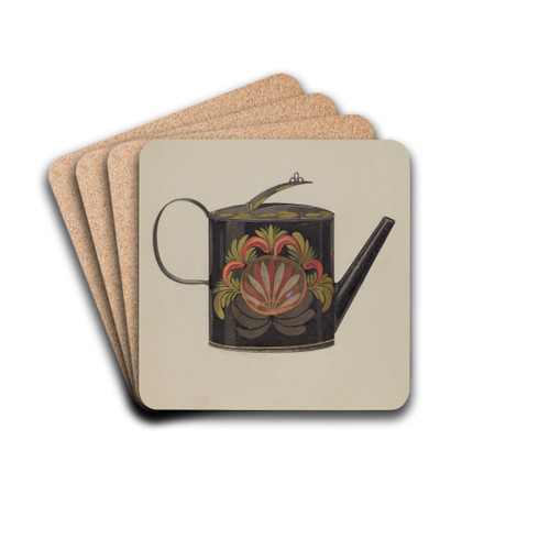 Toleware Tin Coffee Pot by Jacob Gielens Drink Coasters - set of 4