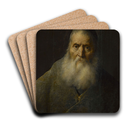 Old man in a skullcap by Jan Lievens Art Drink Coaster set
