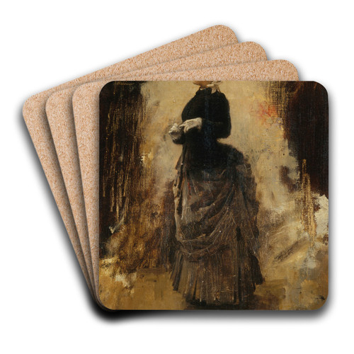 Femme retirant un gant by Jean-Paul Sinibaldi Art Drink Coaster set