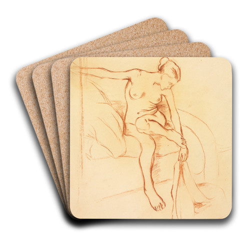 Nude Woman Seated on a Bed by Suzanne Valadon Art Drink Coaster set Nude Woman Seated on a Bed by Suzanne Valadon Art Drink Coaster set