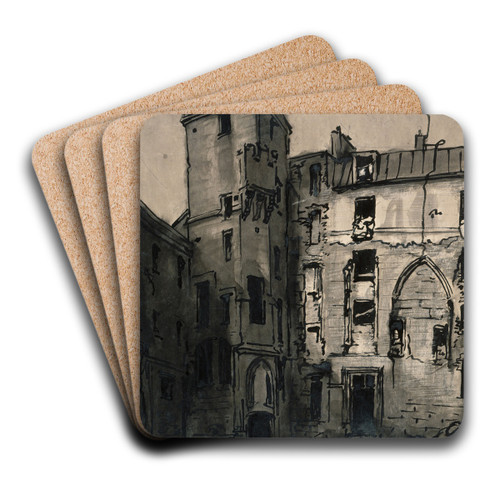 La cour de l'htel de Sens by Emile Bernard Art Drink Coaster set La cour de l'htel de Sens by Emile Bernard Art Drink Coaster set