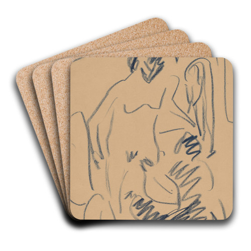 Nude on the Beach by Ernst Ludwig Kirchner Art Drink Coaster set