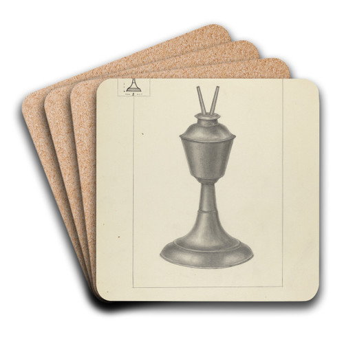 Camphene Lamp by Herman Bader Art Drink Coaster set Camphene Lamp by Herman Bader Art Drink Coaster set