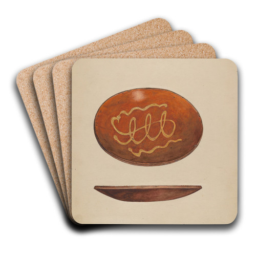 Pie Plate by Paul Ward Art Drink Coaster set Pie Plate by Paul Ward Art Drink Coaster set