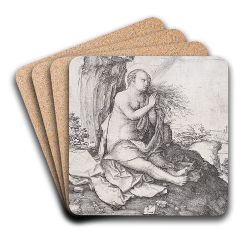 Saint Mary Magdalene in the Desert by Lucas Van Leyden Art Drink Coaster set