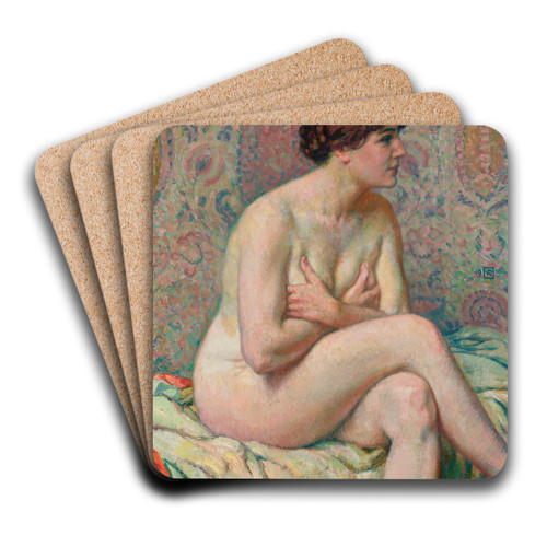 Nu Assis (Maude) by Theo van Rysselberghe Art Drink Coaster set