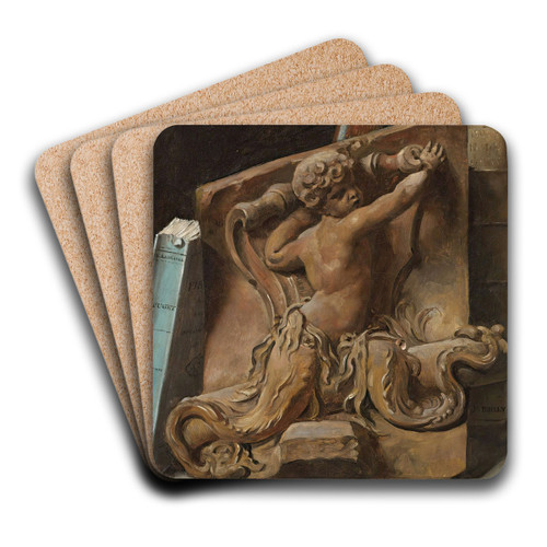 Trompe L'oeil Of A Bookshelf With A Terracotta Relief by Julien Lopold Boilly Art Drink Coaster set