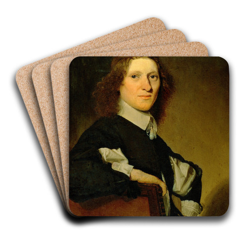 Portrait of a Seated Young Man by Johannes Cornelisz Verspronck Art Drink Coaster set