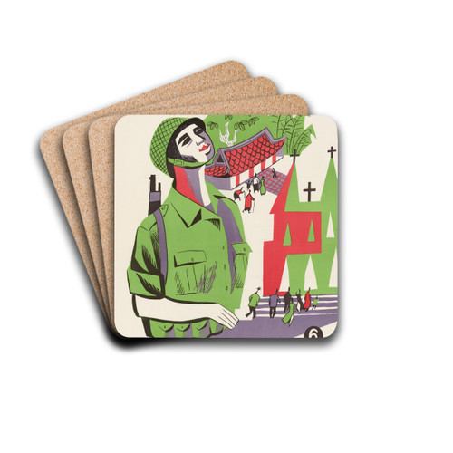 Vietnamese Army's Seven Commandments by U.S. Information Agency Drink Coasters - set of 4