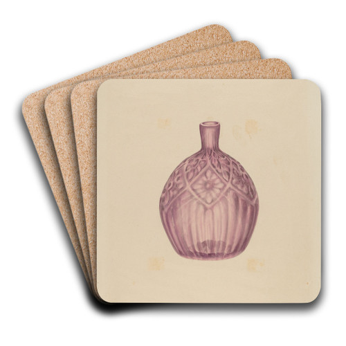 Glass Cologne Bottle by John Dana Art Drink Coaster set