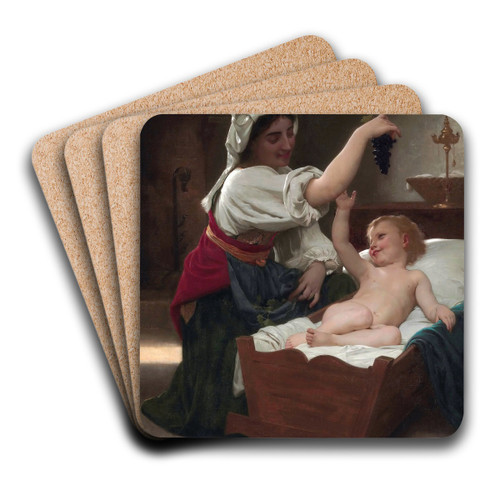 The Bunch Of Grape by William Bouguereau Art Drink Coaster set