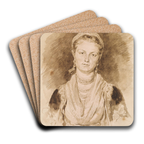 Portrait of a Neapolitan Woman by Jean-Honor Fragonard Art Drink Coaster set