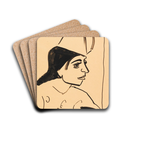 Mdchenkopf by Ernst Ludwig Kirchner Drink Coasters - set of 4