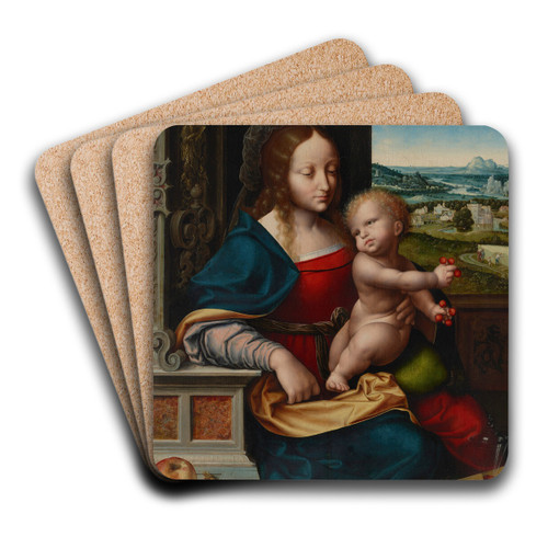 The Madonna of the Cherries by Joos Van Cleve Art Drink Coaster set