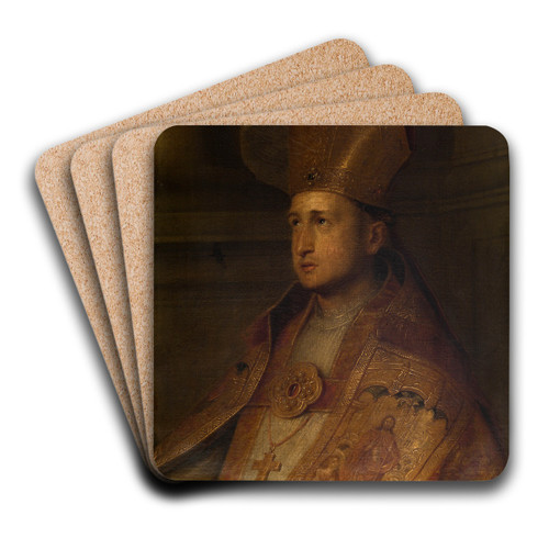 A Bishop Saint by Erasmus Quellinus the younger Art Drink Coaster set