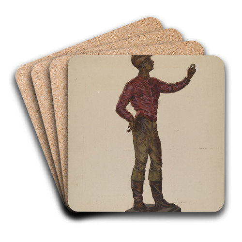 Cast Iron Dobbie - Jockey by Dorothy Brennan Art Drink Coaster set Cast Iron Dobbie - Jockey by Dorothy Brennan Art Drink Coaster set