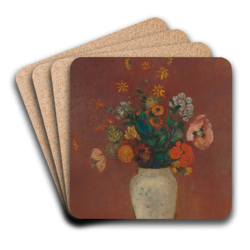Bouquet in a Chinese Vase by Odilon Redon Art Drink Coaster set