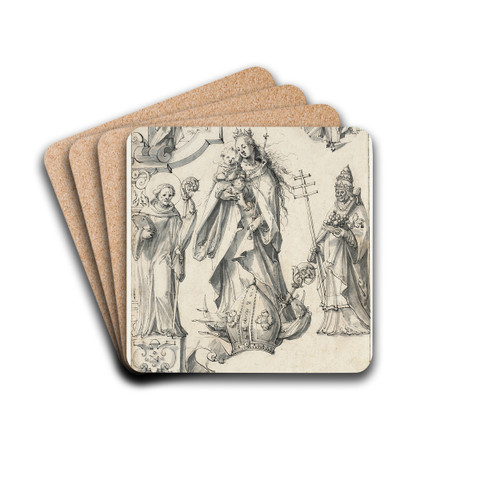 Madonna and Child with Pope and Bishop Saint by Christoph Murer Drink Coasters - set of 4