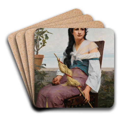 La Fileuse by Franois Alfred Delobbe Art Drink Coaster set