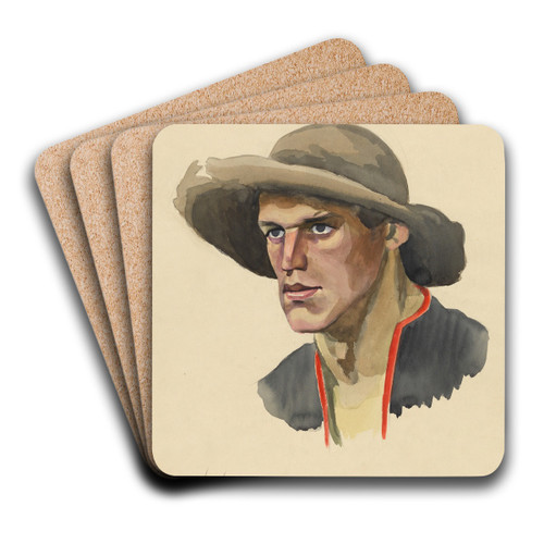 mnnliches Portrt by Karl Wiener Art Drink Coaster set