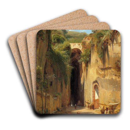 The Grotto of Posillipo at Naples by Antonie Sminck Pitloo Art Drink Coaster set The Grotto of Posillipo at Naples by Antonie Sminck Pitloo Art Drink Coaster set