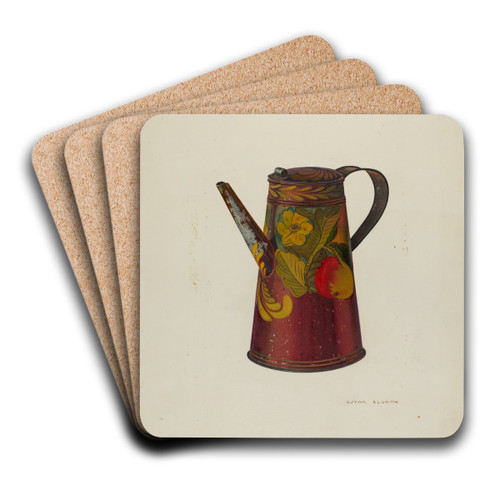 Toleware Teapot by Oscar Bluhme Art Drink Coaster set