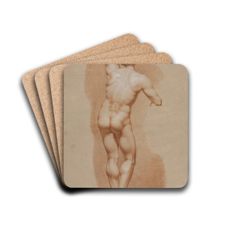 Stehender mnnlicher Akt in Rckenansicht by Philipp Jakob Becker Drink Coasters - set of 4