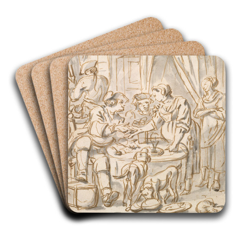 Interior Scene with Soldiers at a Table by Charles Parrocel Art Drink Coaster set