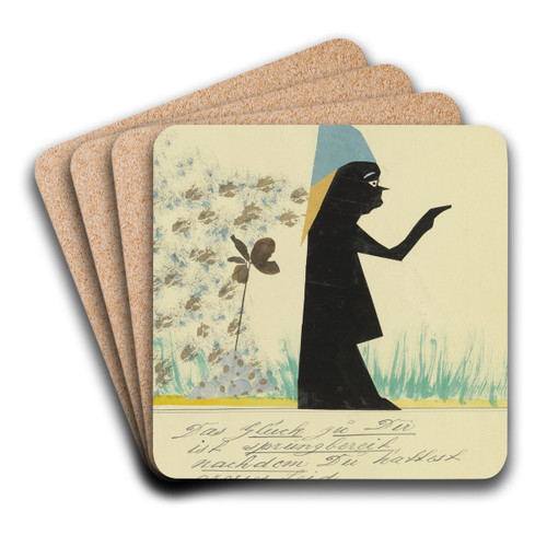 Das Glck zu Dir ist sprungbereit ' by John Elsas Art Drink Coaster set Das Glck zu Dir ist sprungbereit ' by John Elsas Art Drink Coaster set