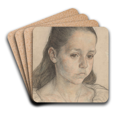 Portret van een meisje Kolkman by Jan Veth Art Drink Coaster set