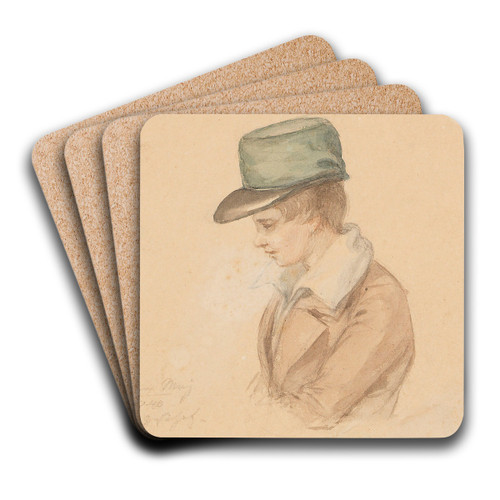 Boy with Green Cap by Peter Fendi Art Drink Coaster set