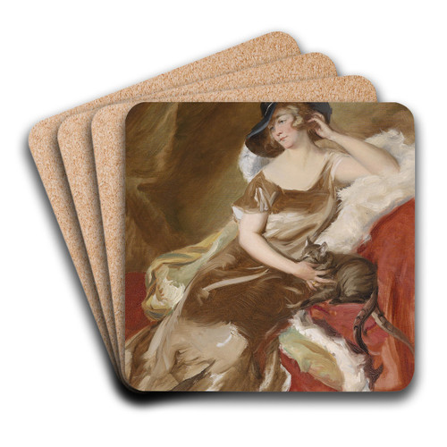 Bildnis einer Dame mit Katze by Adolf Pirsch Art Drink Coaster set