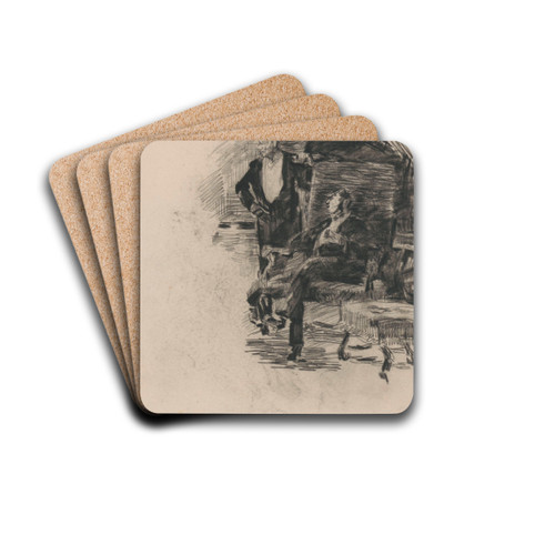 Seated and Standing Gentleman by James Ensor Drink Coasters - set of 4 Seated and Standing Gentleman by James Ensor Drink Coasters - set of 4