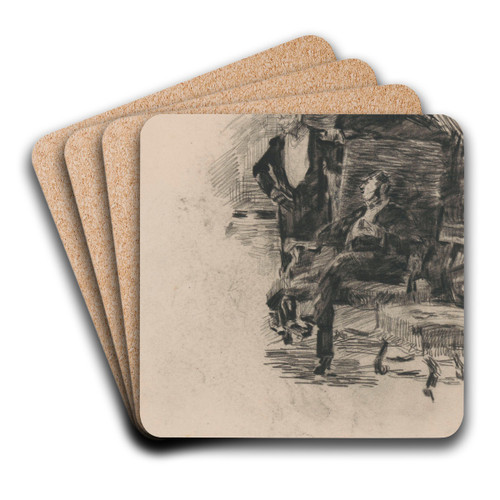 Seated and Standing Gentleman by James Ensor Art Drink Coaster set Seated and Standing Gentleman by James Ensor Art Drink Coaster set