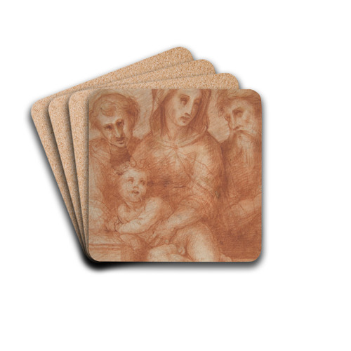 Virgin and Child with Two Saints by Domenico Puligo Drink Coasters - set of 4