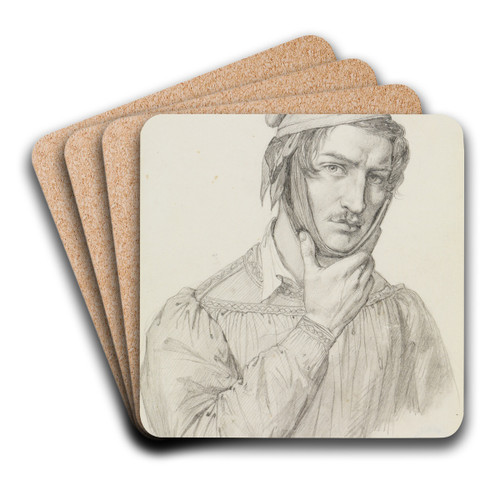 Selbstbildnis mit verbundenen Backen by Friedrich Mosbrugger  Art Drink Coaster set