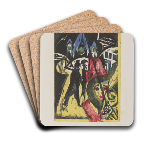 Cocotte on the Street by Ernst Ludwig Kirchner Art Drink Coaster set