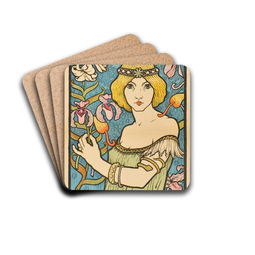 Salon des Cent by Paul Berthon Drink Coasters - set of 4 Salon des Cent by Paul Berthon Drink Coasters - set of 4