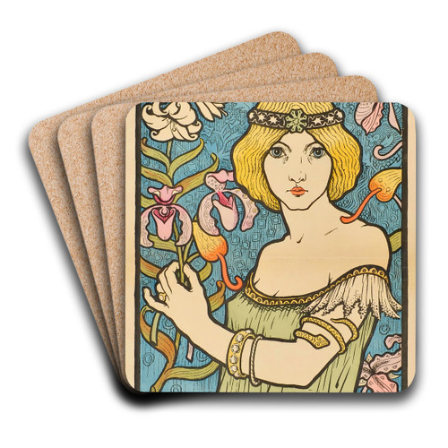 Salon des Cent by Paul Berthon Art Drink Coaster set
