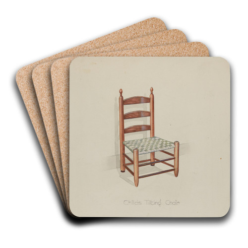 Shaker Three Slat Titlting Chair by Victor F. Muollo Art Drink Coaster set Shaker Three Slat Titlting Chair by Victor F. Muollo Art Drink Coaster set